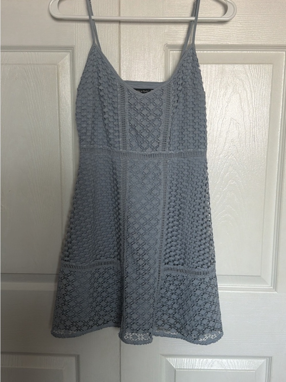 Abercrombie & Fitch Powder Blue Crochet A-Line Mini Dress